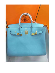 Hermes top togo leather birkin 30 bag H30-2 sky blue