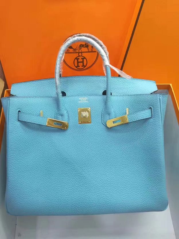 Hermes top togo leather birkin 30 bag H30-2 sky blue