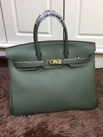 Hermes top togo leather birkin 35 bag H35-2 blackish green