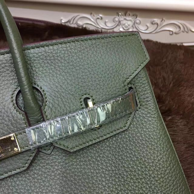 Hermes top togo leather birkin 35 bag H35-2 blackish green