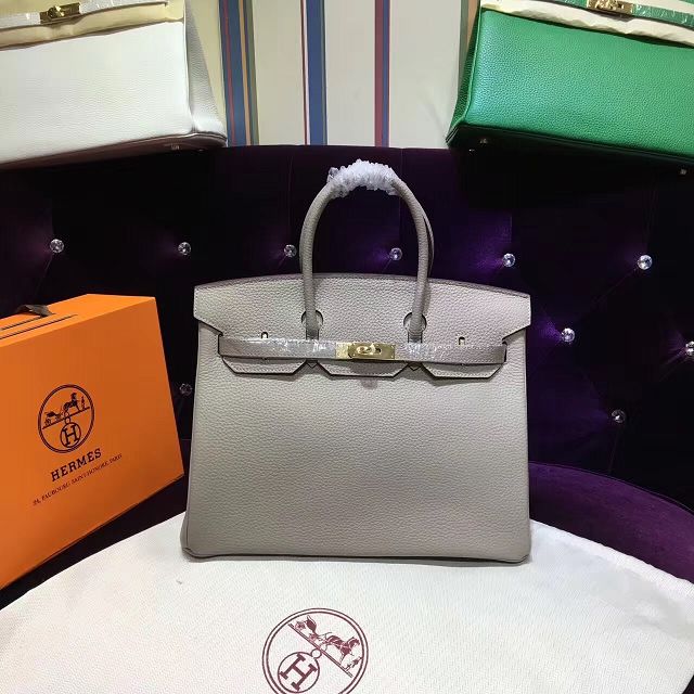 Hermes top togo leather birkin 35 bag H35-2 light gray