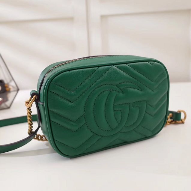 2017 GG marmont matelasse calfskin mini bag 448065 green