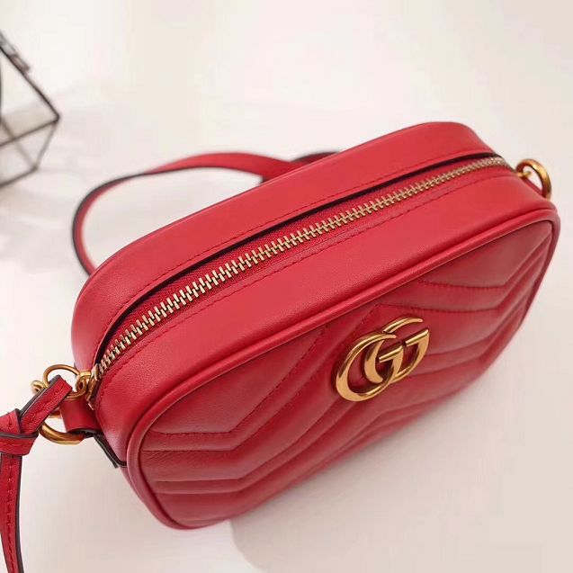 2017 GG marmont matelasse calfskin mini bag 448065 red