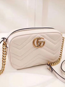 2017 GG marmont matelasse calfskin mini bag 448065 white