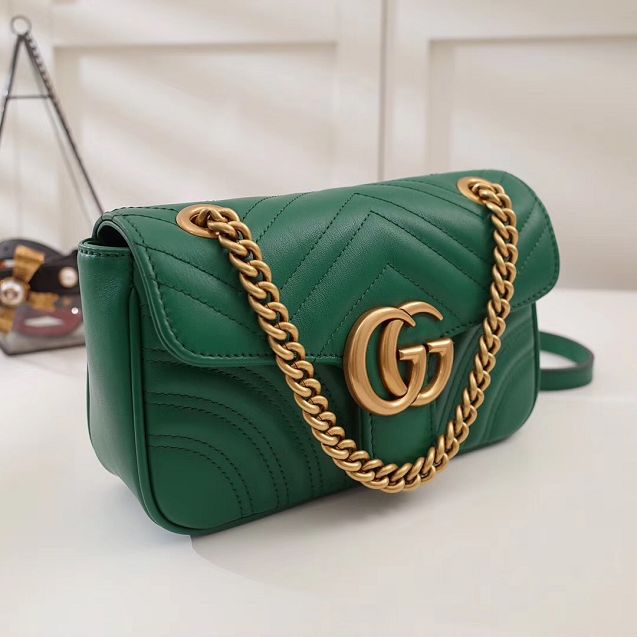 GG original calfskin marmont mini bag 446744 green