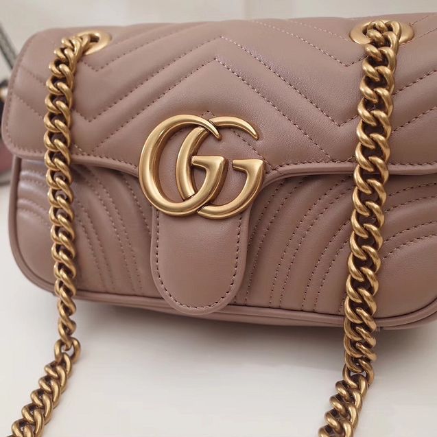 GG original calfskin marmont mini bag 446744 nude