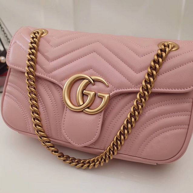 GG original calfskin marmont mini bag 446744 pink