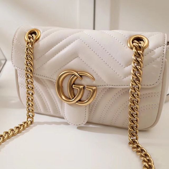 GG original calfskin marmont mini bag 446744 white