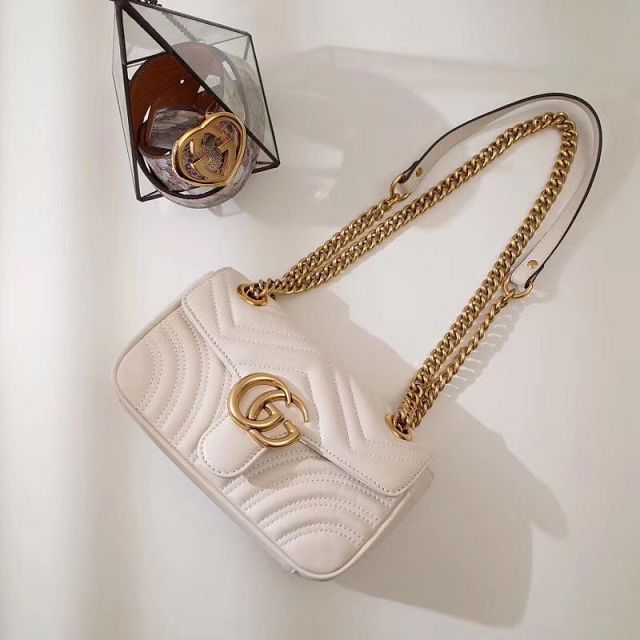 GG original calfskin marmont mini bag 446744 white