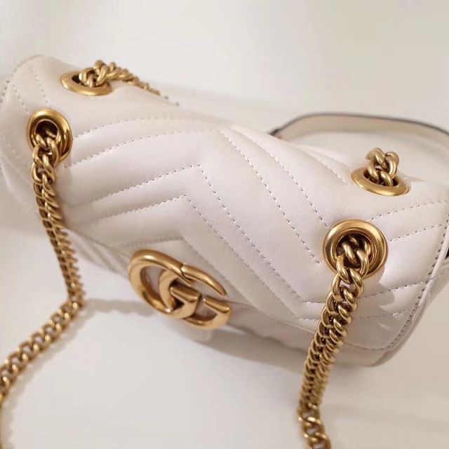 GG original calfskin marmont mini bag 446744 white