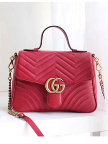 2018 GG Marmont original clafskin small top handle bag 498110 red