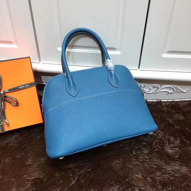 Hermes calfskin medium bolide 31 bag B31 lake blue