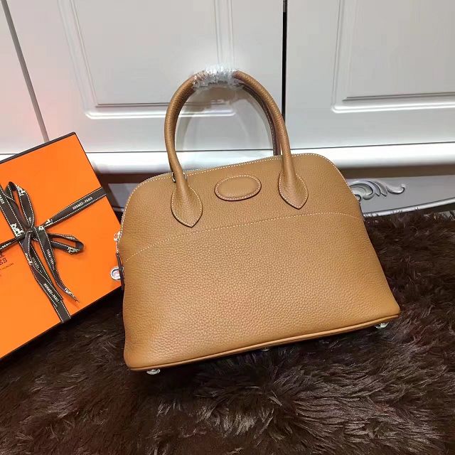 Hermes calfskin small bolide 27 bag B27 coffee