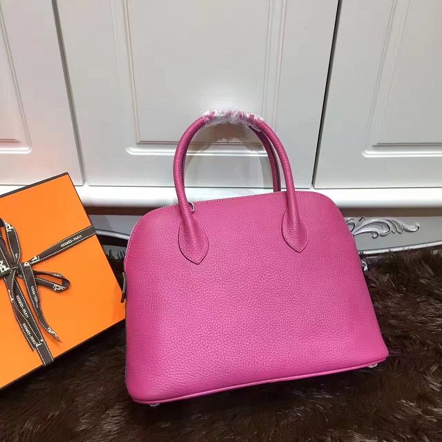 Hermes calfskin small bolide 27 bag B27 rose red