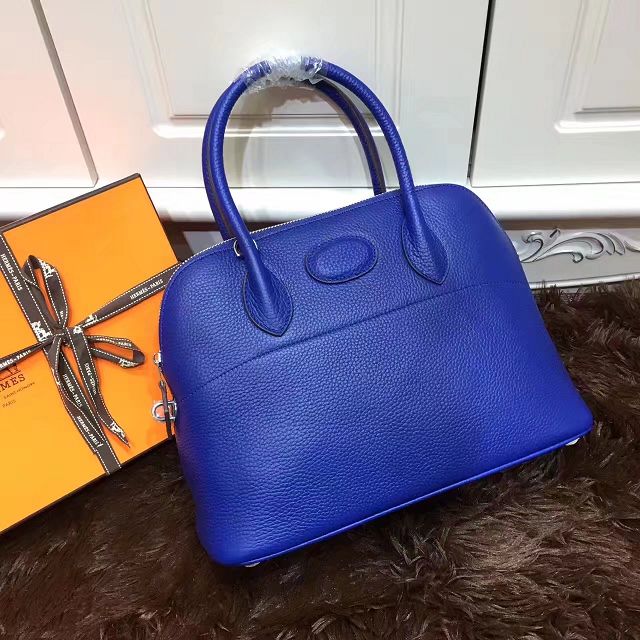 Hermes calfskin small bolide 27 bag B27 royal blue