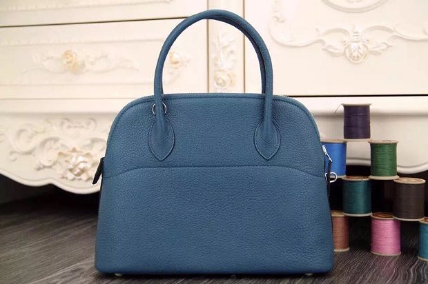 Hermes original togo leather medium bolide 31 bag B031 blue