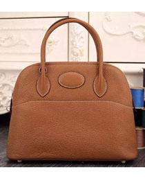 Hermes original togo leather medium bolide 31 bag B031 coffee