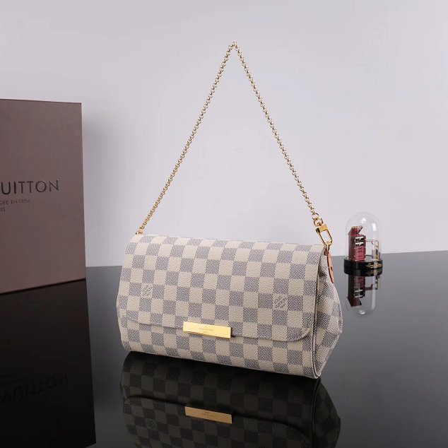 Louis vuitton original damier azur favorite mm N41275 white