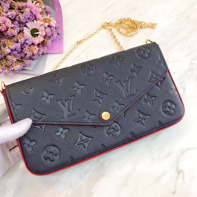 Louis vuitton original monogram empreinte pochette felicie M64099 deep blue