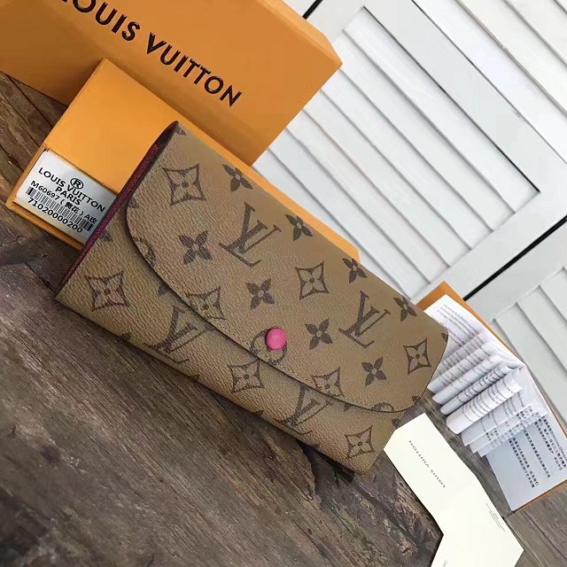 Louis Vuitton monogram reverse emilie wallet m60696 rose red