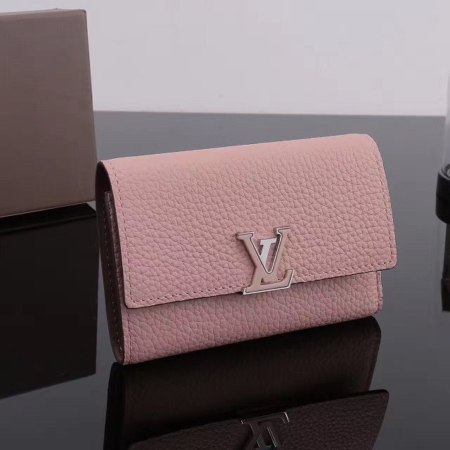 Louis vuitton calfskin capucines compact wallet M62156 pink