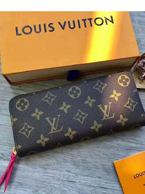 Louis vuitton monogram canvas clemence wallet m61298 rose red