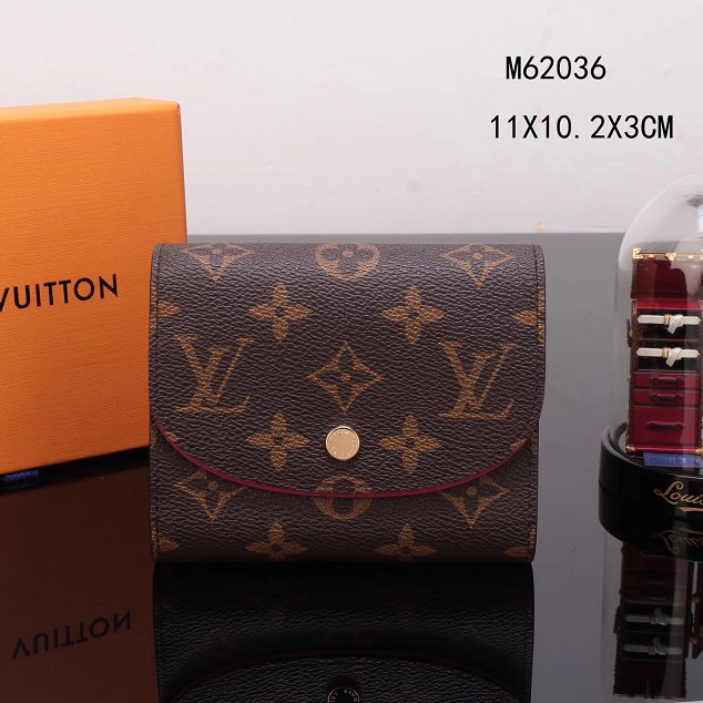 Louis vuitton monogram canvas helene wallet M62036 rose red