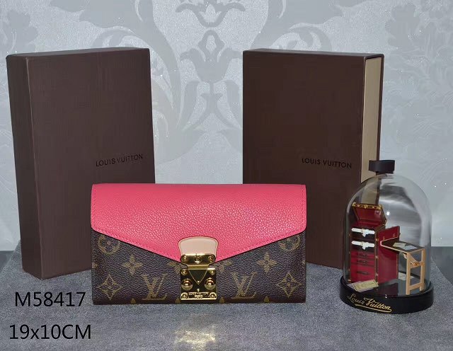 Louis vuitton monogram canvas pallas wallet M64093 rose red