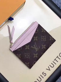 Louis vuitton monogram canvas zipped card holder M62257 pink