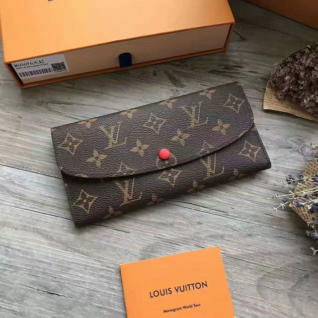 Louis Vuitton monogram canvas emilie wallet M62011 red