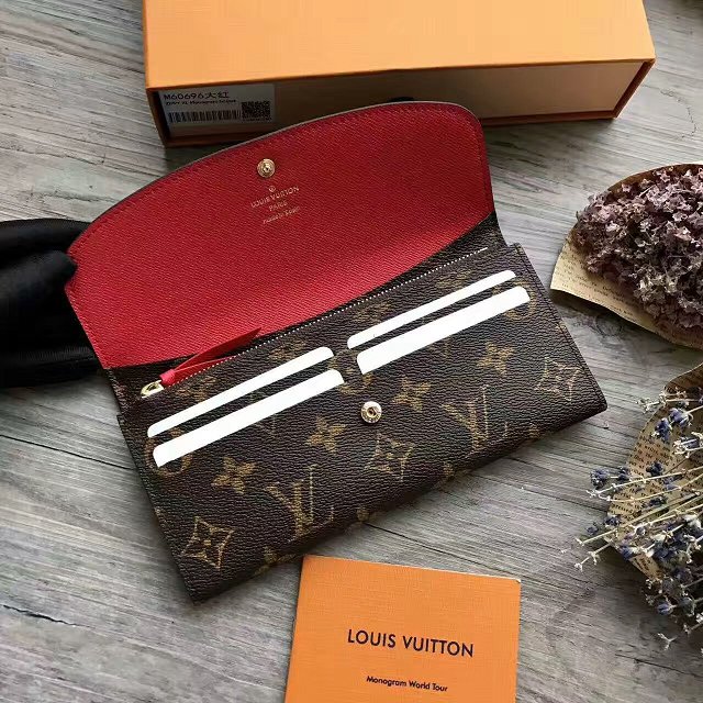 Louis Vuitton monogram canvas emilie wallet M62011 red