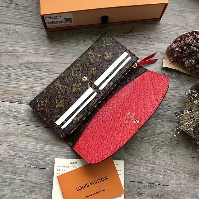 Louis Vuitton monogram canvas emilie wallet M62011 red