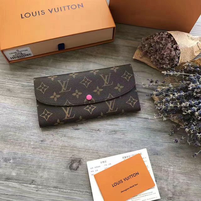 Louis Vuitton monogram canvas emilie wallet m60696 rose red