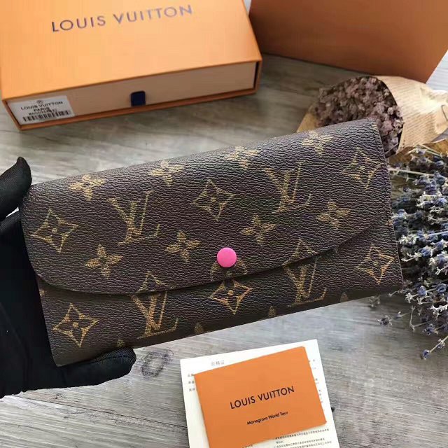 Louis Vuitton monogram canvas emilie wallet m60696 rose red