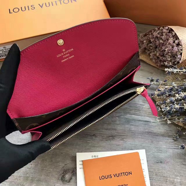 Louis Vuitton monogram canvas emilie wallet m60696 rose red