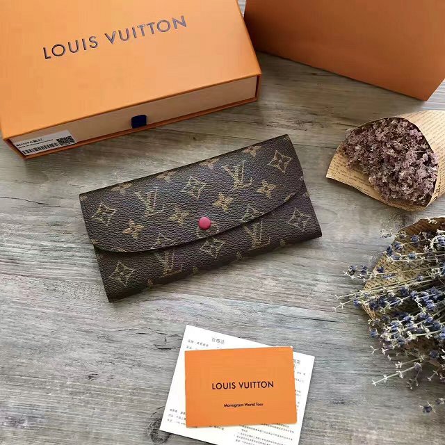 Louis Vuitton monogram canvas emilie wallet m60697 burgundy