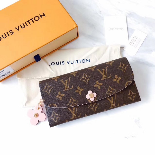 Louis vuitton monogram canvas emilie wallet M64202 pink