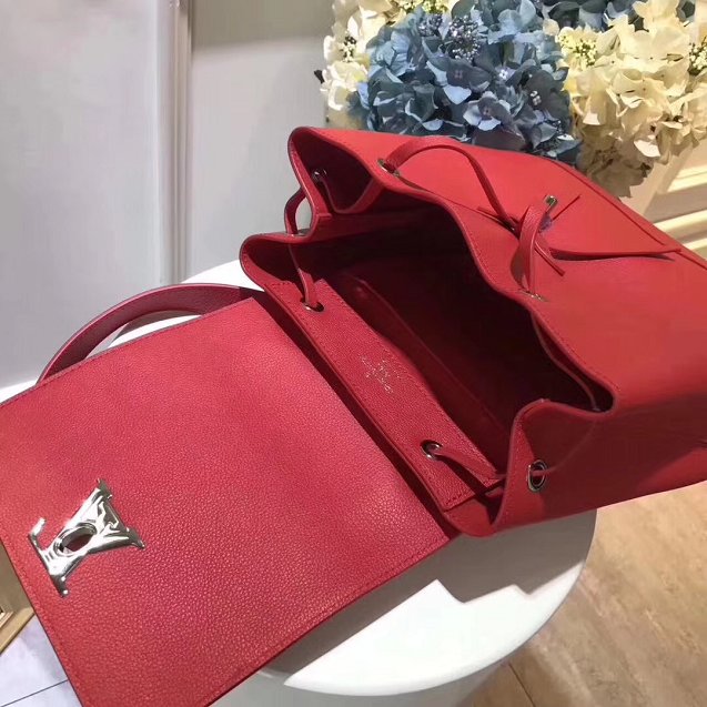 2018 louis vuitton original calfskin lockme backpack M41814 red