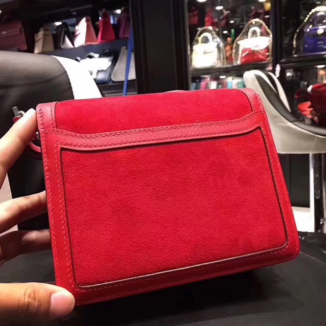 Hermes original suede leather roulis bag R0180 red