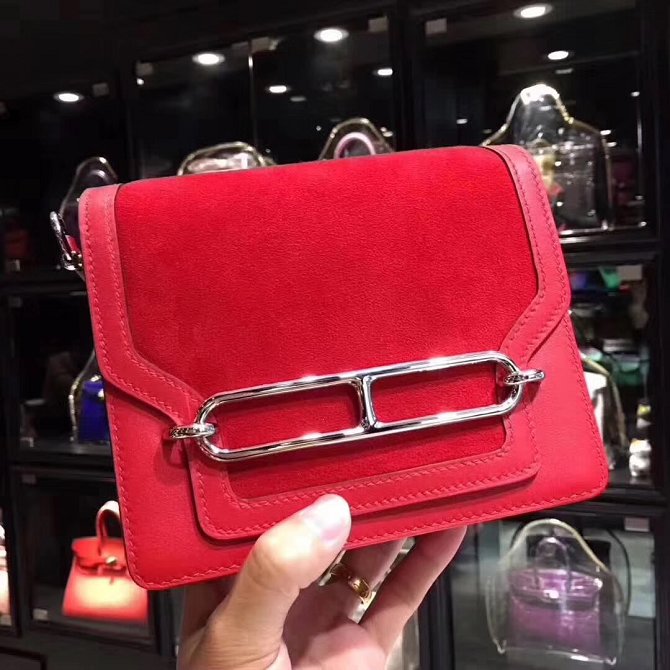 Hermes original suede leather roulis bag R0180 red