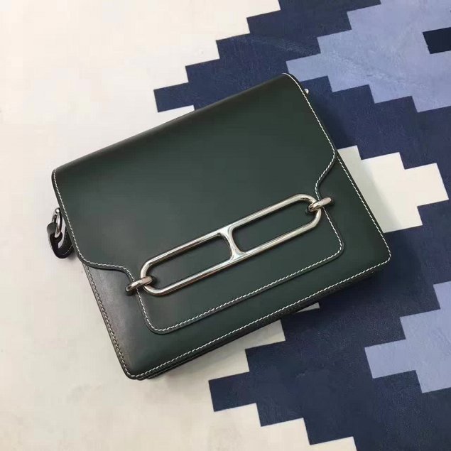 Hermes original swift leather roulis bag R018 blackish green