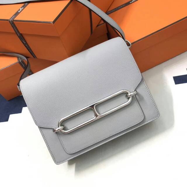 Hermes original swift leather roulis bag R018 light gray