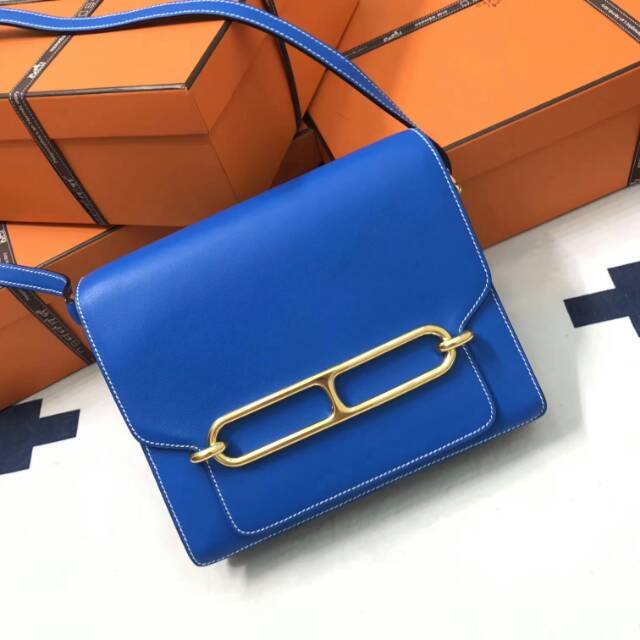 Hermes original swift leather roulis bag R018 royal blue