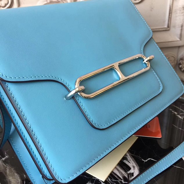 Hermes original swift leather roulis bag R018 lake blue