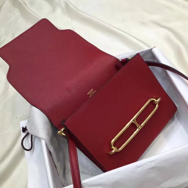 Hermes original swift leather roulis bag R018 wine