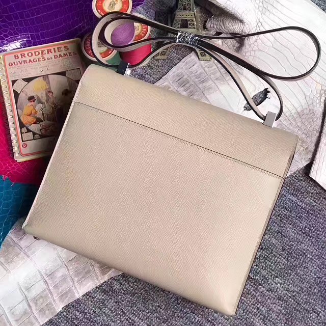 Hermes original epsom leather verrou chaine mini bag V18 beige