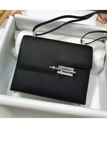 Hermes original epsom leather verrou chaine mini bag V18 black