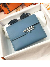 Hermes original epsom leather verrou chaine mini bag V18 light blue