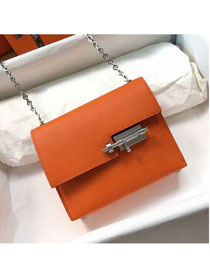 Hermes original epsom leather verrou chaine mini bag V18 orange 