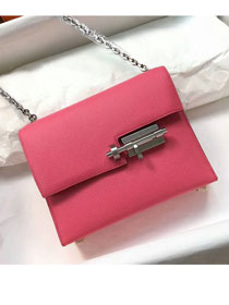 Hermes original epsom leather verrou chaine mini bag V18 rose red